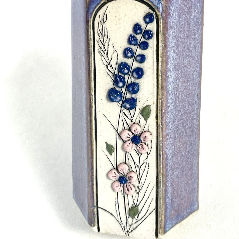 Donna Roberts Wild Rose Montana Pottery Bud Vase Wall‎ Pocket Iridescent Floral